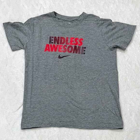 Nike Boys Medium “Endless Awesome” Graphic T-Shirt – Gray - Picture 2 of 3